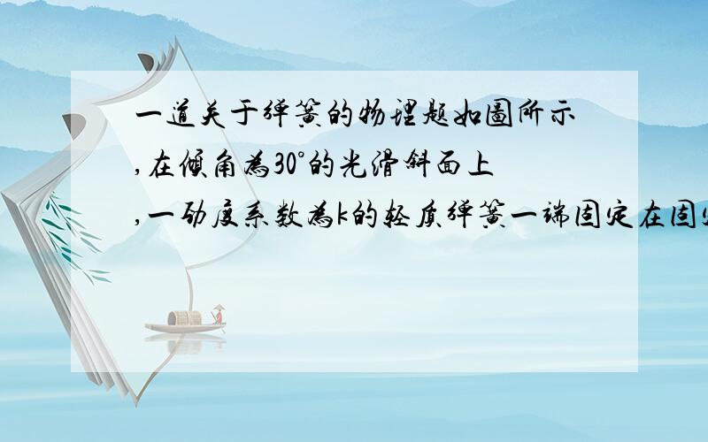 一道关于弹簧的物理题如图所示,在倾角为30°的光滑斜面上,一劲度系数为k的轻质弹簧一端固定在固定挡板C上,另一端连接一质