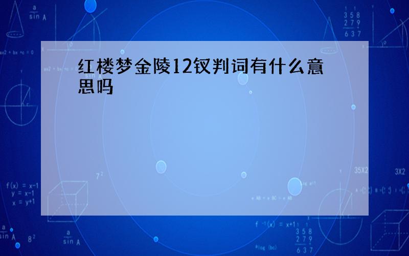 红楼梦金陵12钗判词有什么意思吗