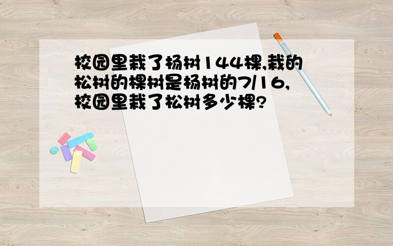 校园里栽了杨树144棵,栽的松树的棵树是杨树的7/16,校园里栽了松树多少棵?