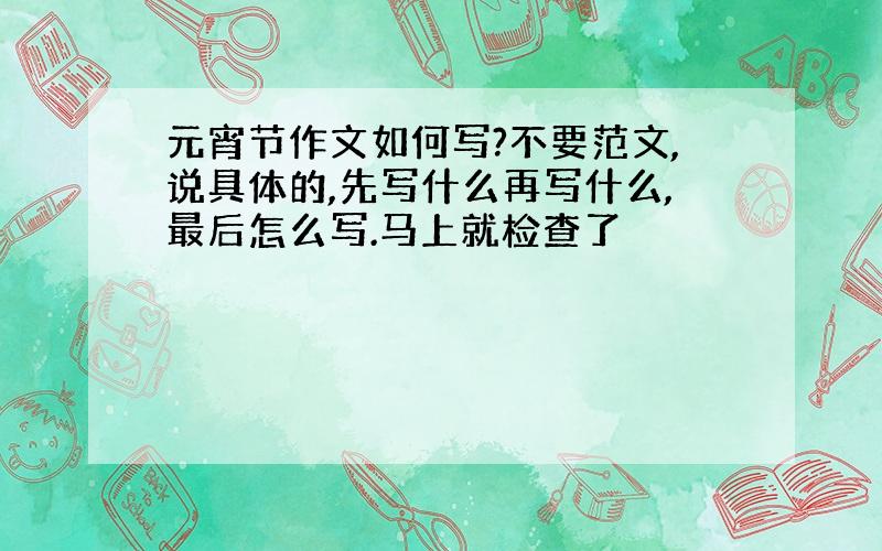 元宵节作文如何写?不要范文,说具体的,先写什么再写什么,最后怎么写.马上就检查了