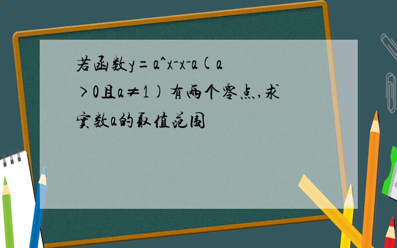 若函数y=a^x-x-a(a>0且a≠1)有两个零点,求实数a的取值范围