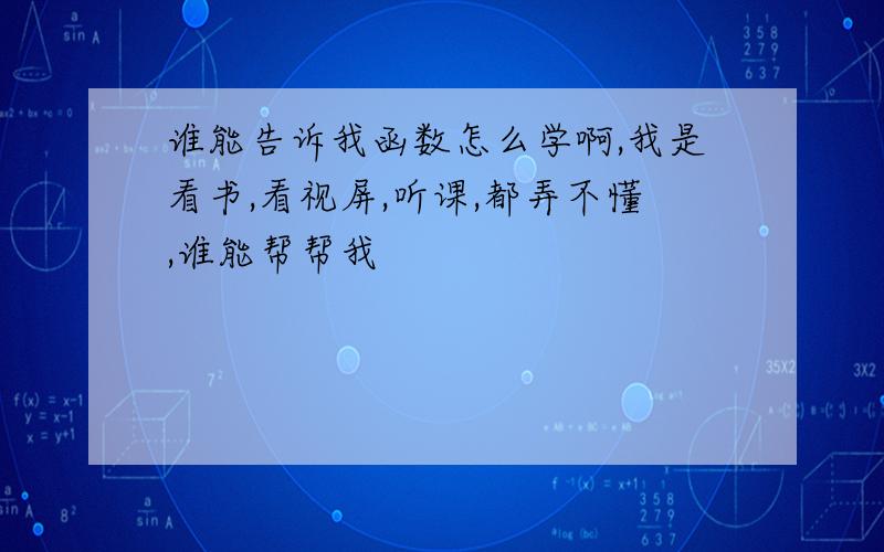 谁能告诉我函数怎么学啊,我是看书,看视屏,听课,都弄不懂,谁能帮帮我