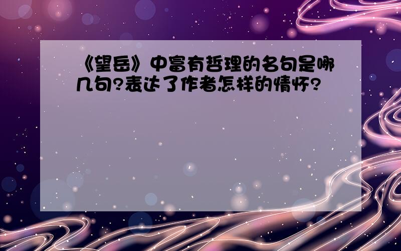 《望岳》中富有哲理的名句是哪几句?表达了作者怎样的情怀?