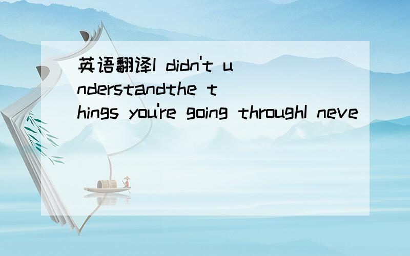 英语翻译I didn't understandthe things you're going throughI neve