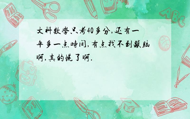 文科数学只考40多分,还有一年多一点时间,有点找不到头脑啊,真的慌了啊.