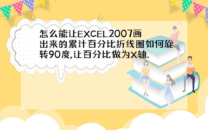 怎么能让EXCEL2007画出来的累计百分比折线图如何旋转90度,让百分比做为X轴.