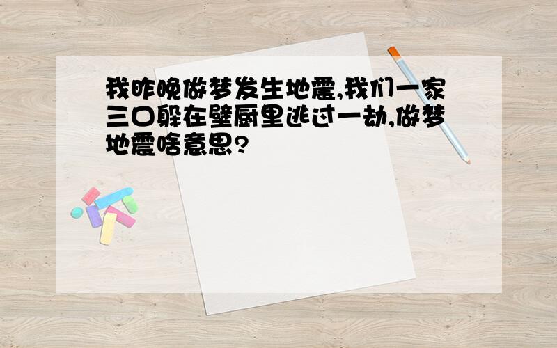 我昨晚做梦发生地震,我们一家三口躲在壁厨里逃过一劫,做梦地震啥意思?