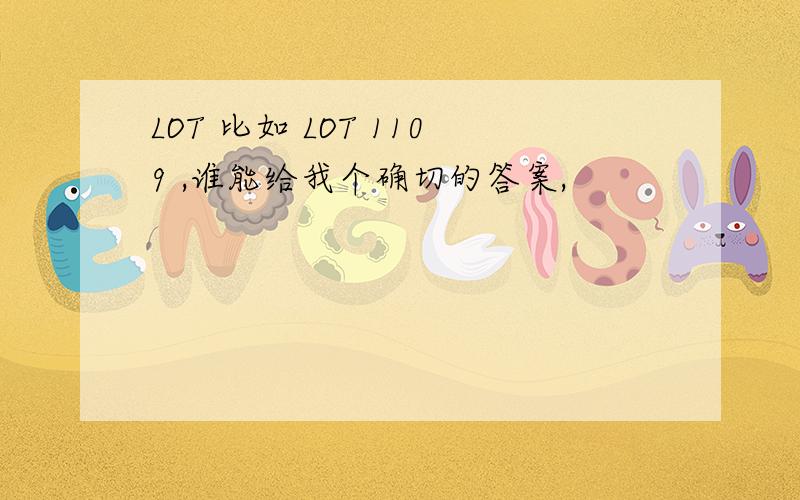 LOT 比如 LOT 1109 ,谁能给我个确切的答案,