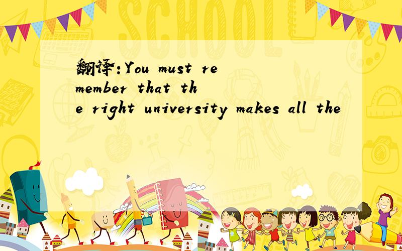 翻译：You must remember that the right university makes all the