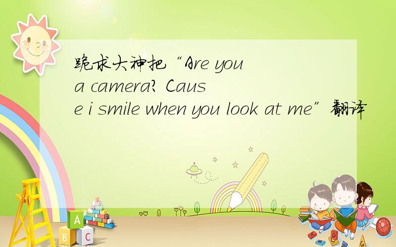 跪求大神把“Are you a camera? Cause i smile when you look at me”翻译