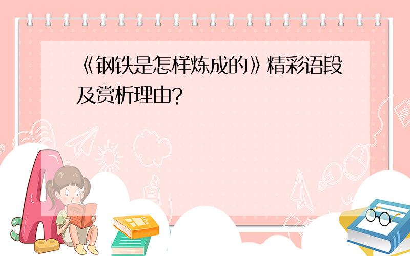 《钢铁是怎样炼成的》精彩语段及赏析理由?