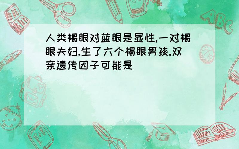 人类褐眼对蓝眼是显性,一对褐眼夫妇,生了六个褐眼男孩.双亲遗传因子可能是