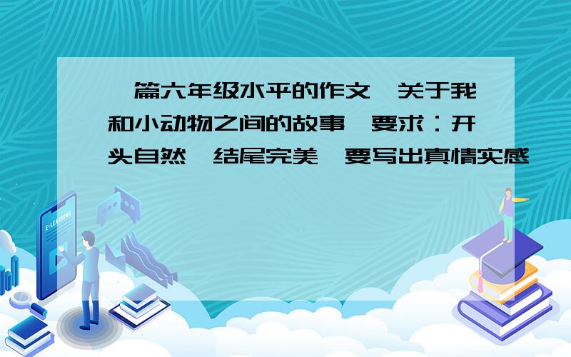 一篇六年级水平的作文,关于我和小动物之间的故事,要求：开头自然,结尾完美,要写出真情实感