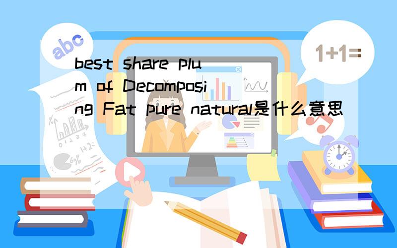 best share plum of Decomposing Fat pure natural是什么意思