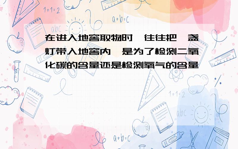 在进入地窖取物时,往往把一盏灯带入地窖内,是为了检测二氧化碳的含量还是检测氧气的含量