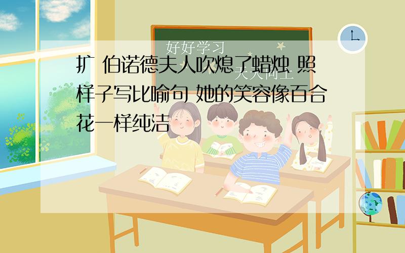 扩 伯诺德夫人吹熄了蜡烛 照样子写比喻句 她的笑容像百合花一样纯洁