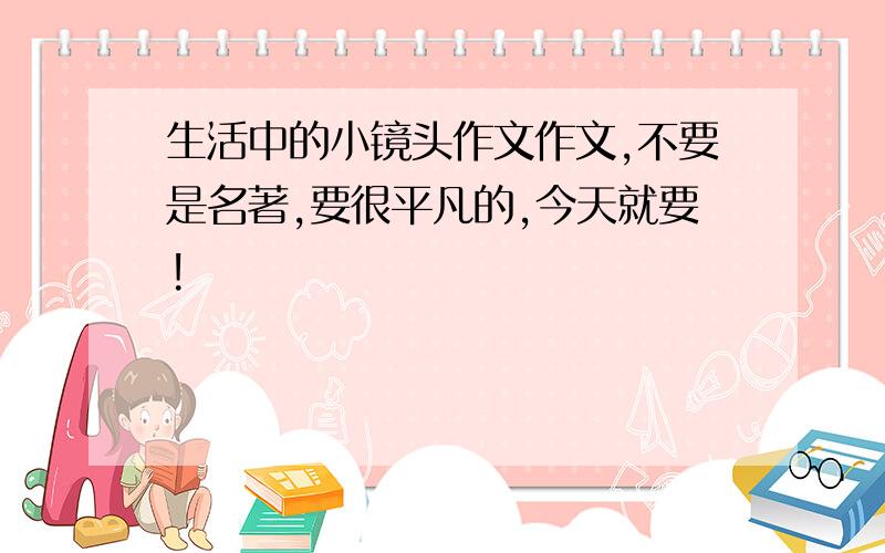 生活中的小镜头作文作文,不要是名著,要很平凡的,今天就要!