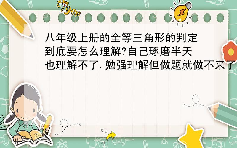 八年级上册的全等三角形的判定到底要怎么理解?自己琢磨半天也理解不了.勉强理解但做题就做不来了……哪位仙人帮帮我!（最好是