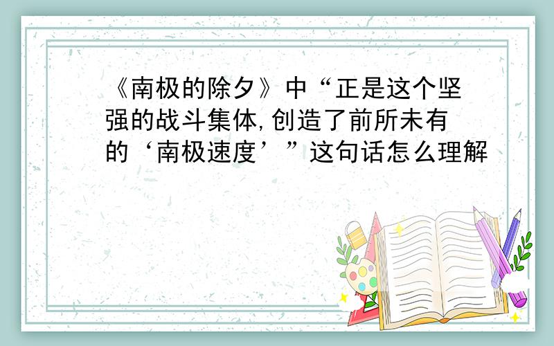 《南极的除夕》中“正是这个坚强的战斗集体,创造了前所未有的‘南极速度’”这句话怎么理解