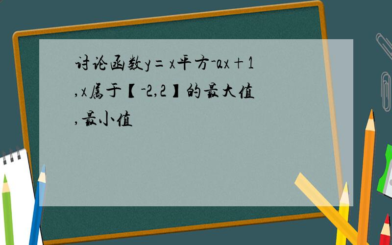 讨论函数y=x平方-ax+1,x属于【-2,2】的最大值,最小值