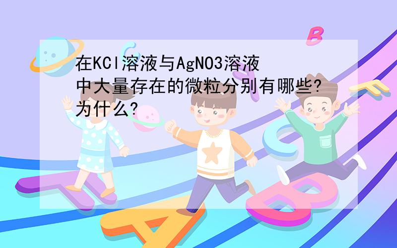 在KCl溶液与AgNO3溶液中大量存在的微粒分别有哪些?为什么?