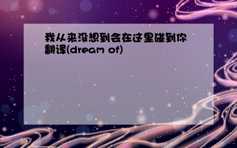 我从来没想到会在这里碰到你 翻译(dream of)