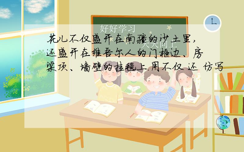 花儿不仅盛开在南疆的沙土里,还盛开在维吾尔人的门框边、房梁顶、墙壁的挂毯上.用不仅 还 仿写