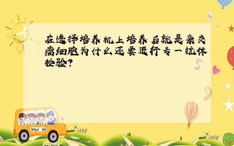 在选择培养机上培养后就是杂交瘤细胞为什么还要进行专一抗体检验?