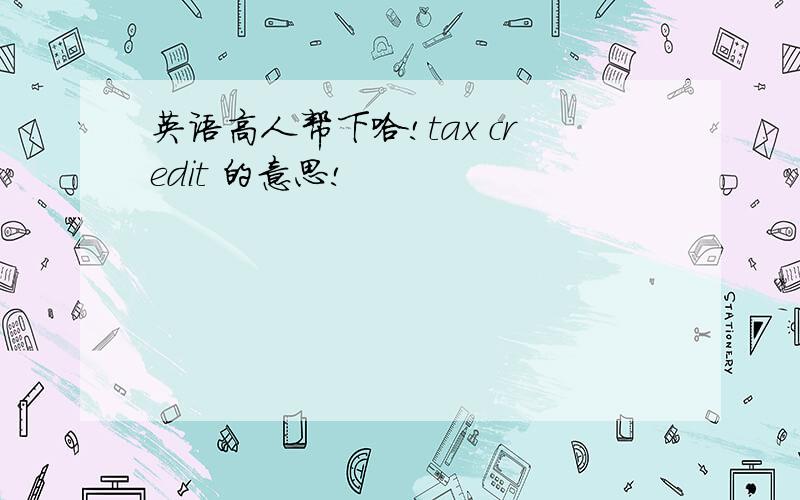 英语高人帮下哈!tax credit 的意思!