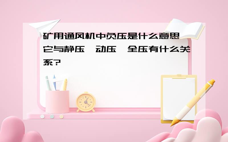 矿用通风机中负压是什么意思,它与静压、动压、全压有什么关系?