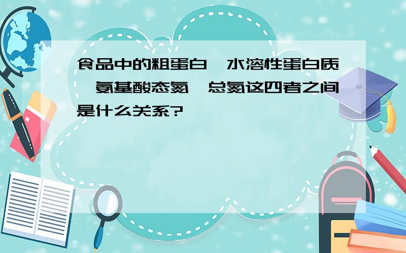 食品中的粗蛋白、水溶性蛋白质、氨基酸态氮、总氮这四者之间是什么关系?