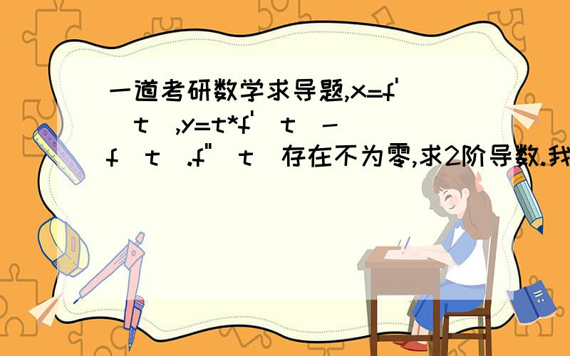 一道考研数学求导题,x=f'(t),y=t*f'(t)-f(t).f''(t)存在不为零,求2阶导数.我就不明白一阶导数