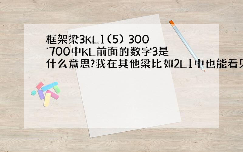 框架梁3KL1(5) 300*700中KL前面的数字3是什么意思?我在其他梁比如2L1中也能看见,请高手回答