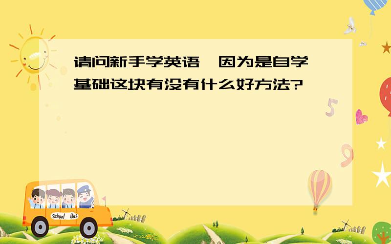 请问新手学英语,因为是自学,基础这块有没有什么好方法?