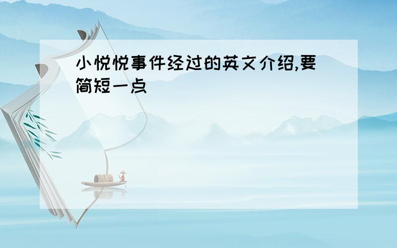 小悦悦事件经过的英文介绍,要简短一点