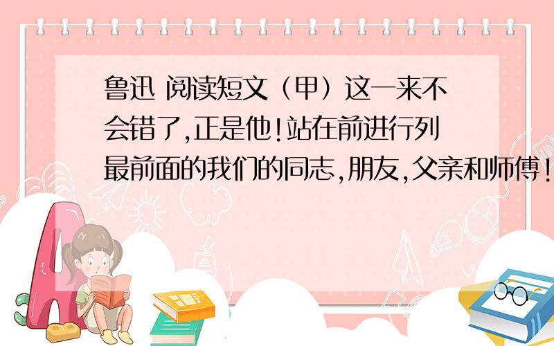 鲁迅 阅读短文（甲）这一来不会错了,正是他!站在前进行列最前面的我们的同志,朋友,父亲和师傅!憎恶黑暗有如憎恶魔鬼,把一