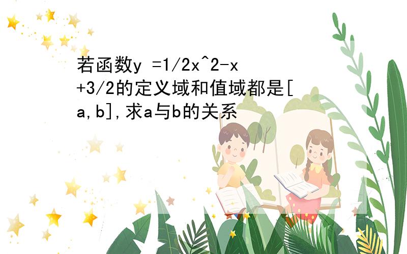 若函数y =1/2x^2-x+3/2的定义域和值域都是[a,b],求a与b的关系