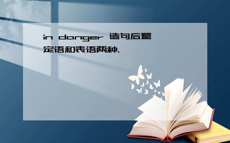 in danger 造句后置定语和表语两种.