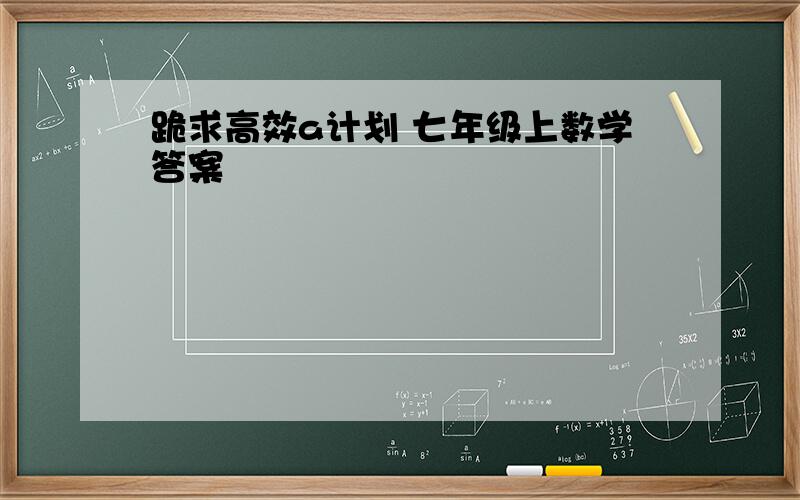 跪求高效a计划 七年级上数学答案