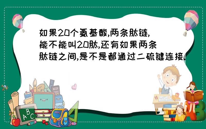 如果20个氨基酸,两条肽链,能不能叫20肽,还有如果两条肽链之间,是不是都通过二硫键连接.