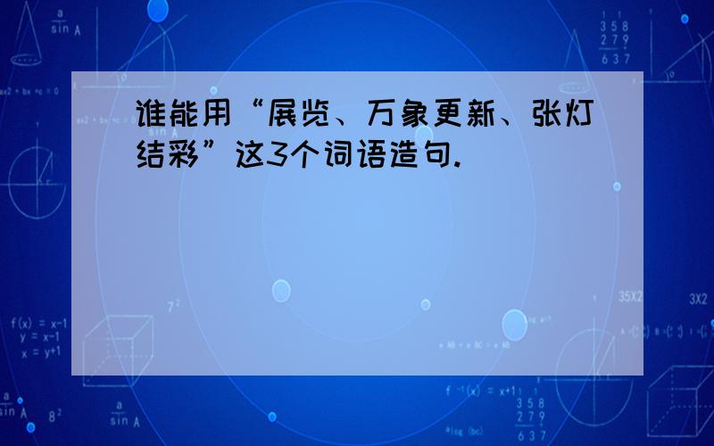 谁能用“展览、万象更新、张灯结彩”这3个词语造句.