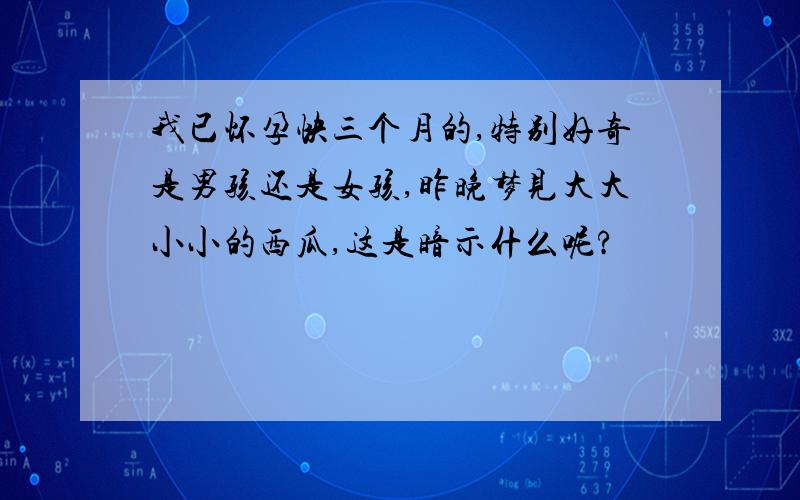 我已怀孕快三个月的,特别好奇是男孩还是女孩,昨晚梦见大大小小的西瓜,这是暗示什么呢?