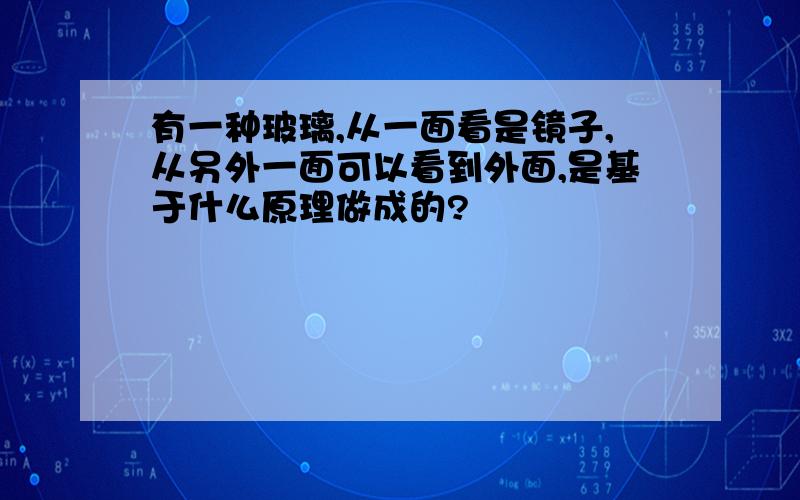 有一种玻璃,从一面看是镜子,从另外一面可以看到外面,是基于什么原理做成的?