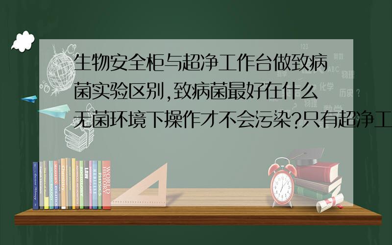 生物安全柜与超净工作台做致病菌实验区别,致病菌最好在什么无菌环境下操作才不会污染?只有超净工作台.