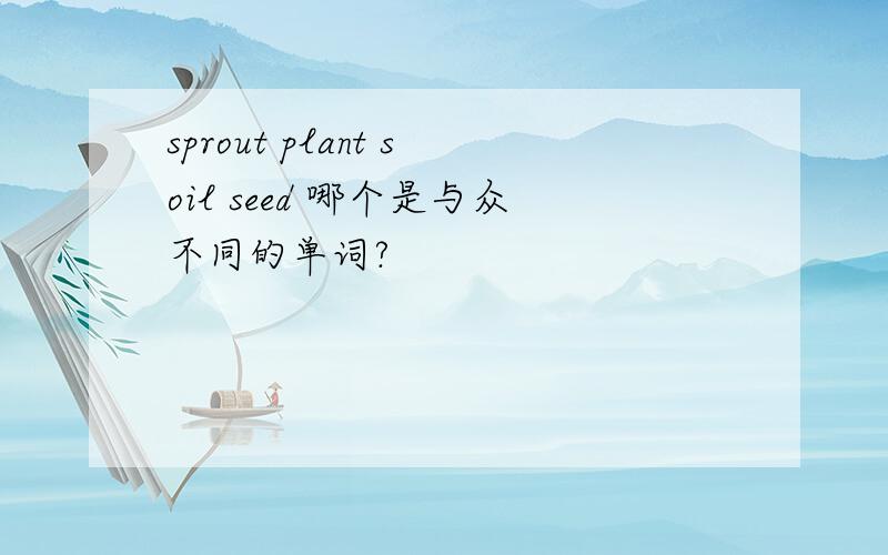 sprout plant soil seed 哪个是与众不同的单词?