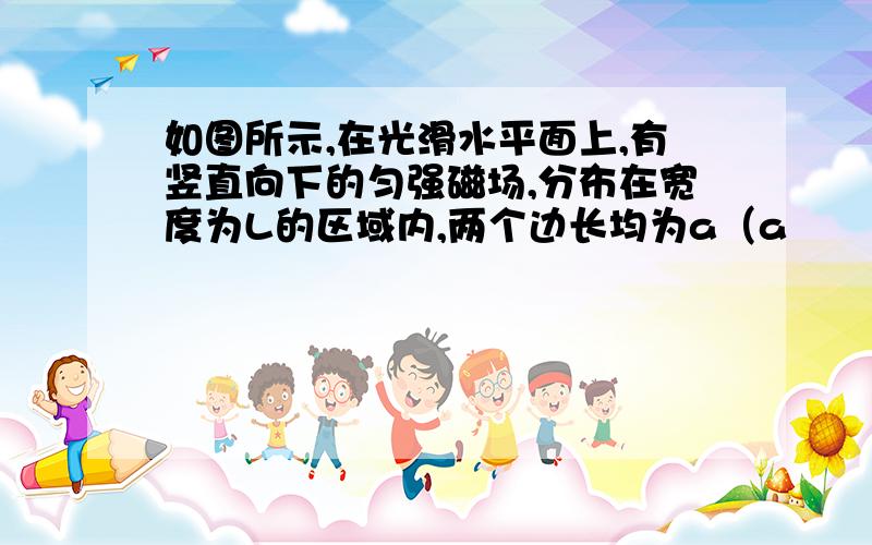 如图所示,在光滑水平面上,有竖直向下的匀强磁场,分布在宽度为L的区域内,两个边长均为a（a