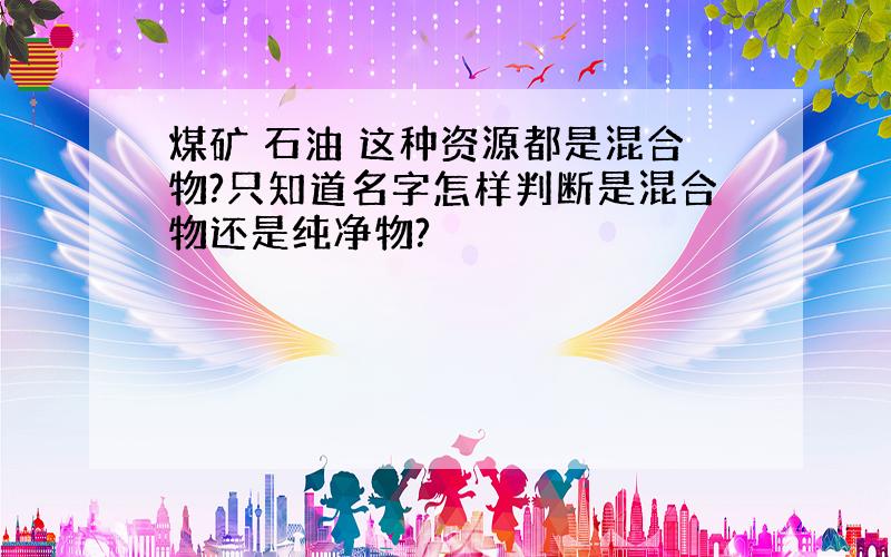 煤矿 石油 这种资源都是混合物?只知道名字怎样判断是混合物还是纯净物?