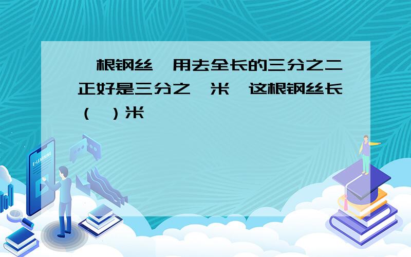 一根钢丝,用去全长的三分之二正好是三分之一米,这根钢丝长（ ）米