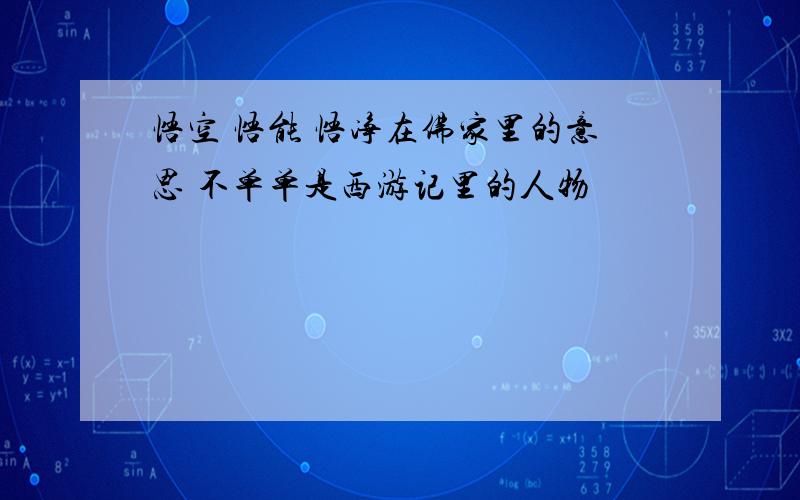 悟空 悟能 悟净在佛家里的意思 不单单是西游记里的人物