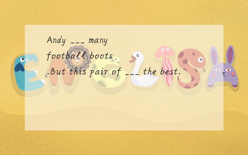 Andy ___ many football boots.But this pair of ___ the best.